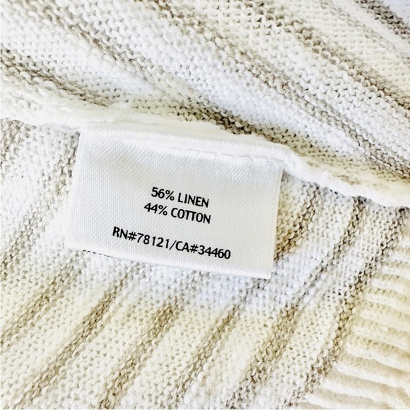 Eileen Fisher Linen & Cotton Blend Stripe Waterfall Open Cardigan Size M - Picture 5 of 6